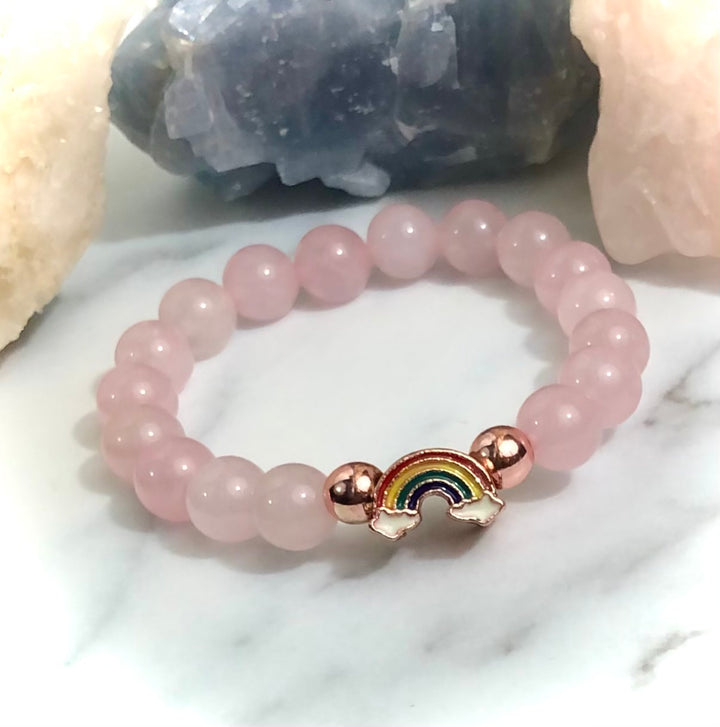 Rose Gold RAINBOW - Kid's Rainbow Accent - Gemstone Bracelet - Choice of Gemstone