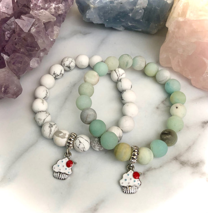 'Cute Little Cupcake' - Kid's Gemstone Charm Bracelets - Choice of Gemstone