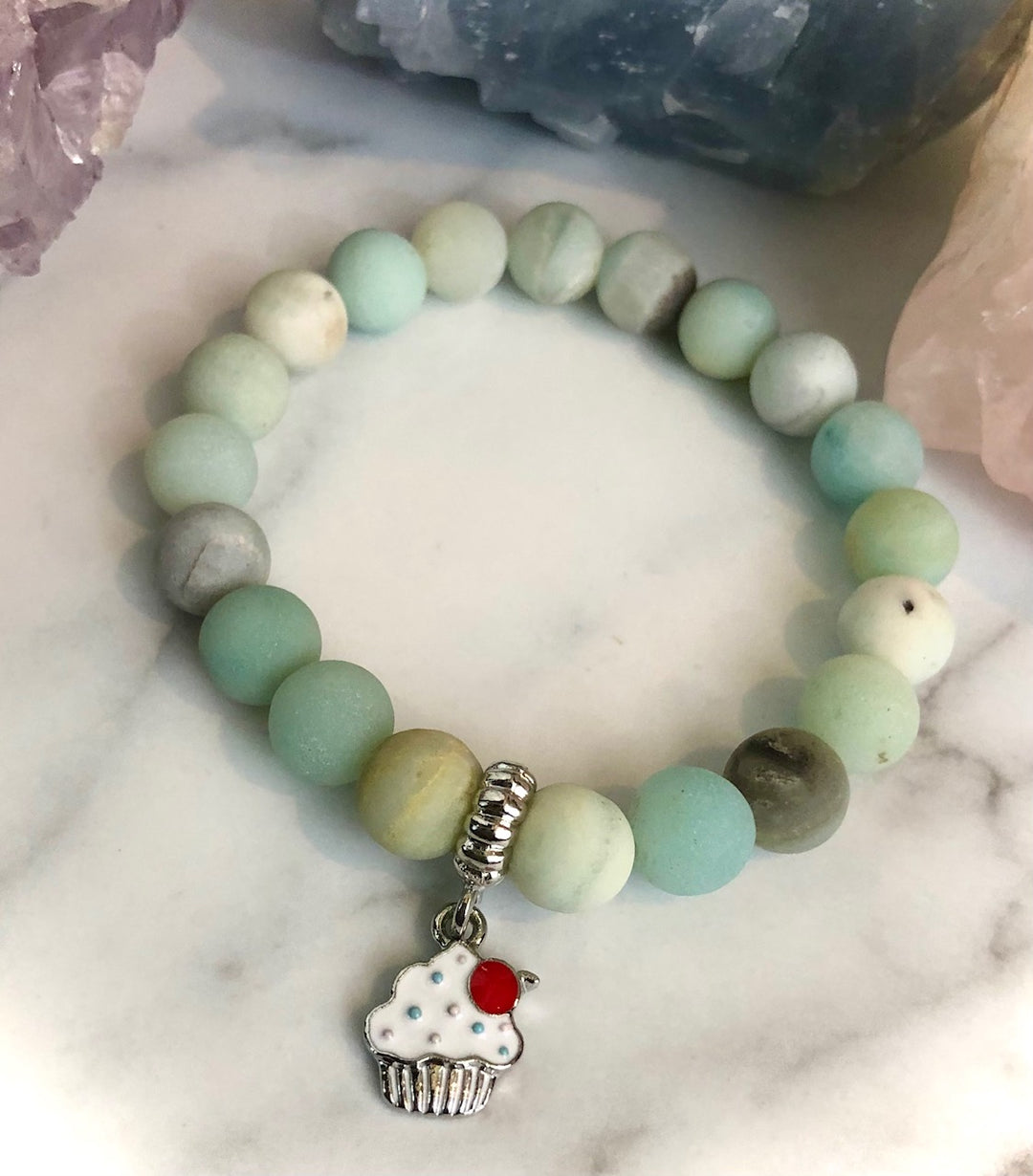 'Cute Little Cupcake' - Kid's Gemstone Charm Bracelets - Choice of Gemstone