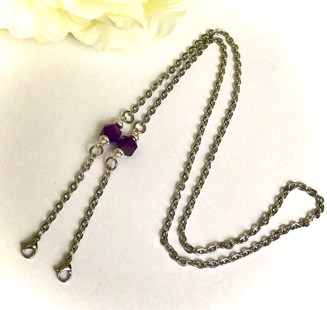 FACE MASK LANYARD - Stainless Steel & Gemstone Mask Cord-Face Mask Necklace-Face Mask Holder-CHOICE OF STYLE