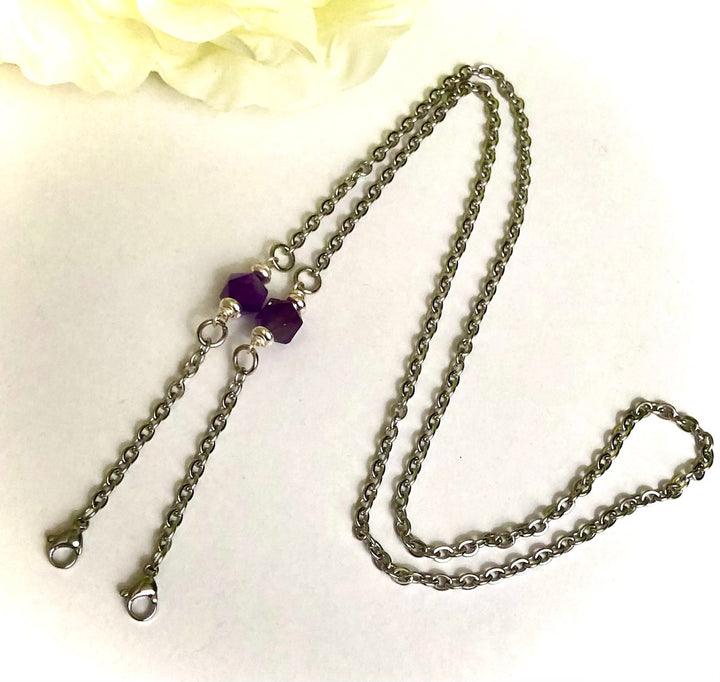 FACE MASK LANYARD - Stainless Steel & Gemstone Mask Cord-Face Mask Necklace-Face Mask Holder-CHOICE OF STYLE