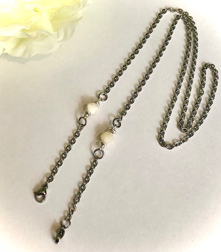 FACE MASK LANYARD - Stainless Steel & Gemstone Mask Cord-Face Mask Necklace-Face Mask Holder-CHOICE OF STYLE