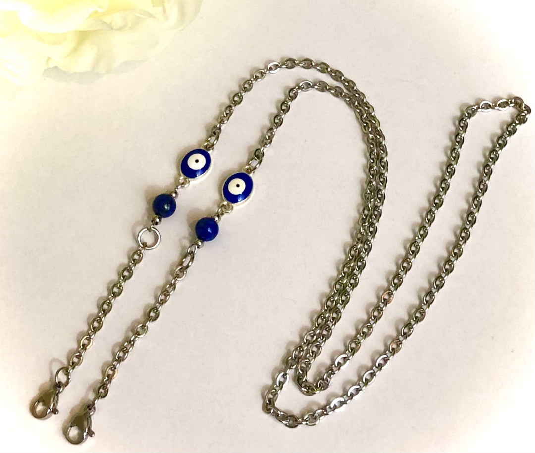 FACE MASK LANYARD - Stainless Steel & Gemstone Mask Cord-Face Mask Necklace-Face Mask Holder-CHOICE OF STYLE