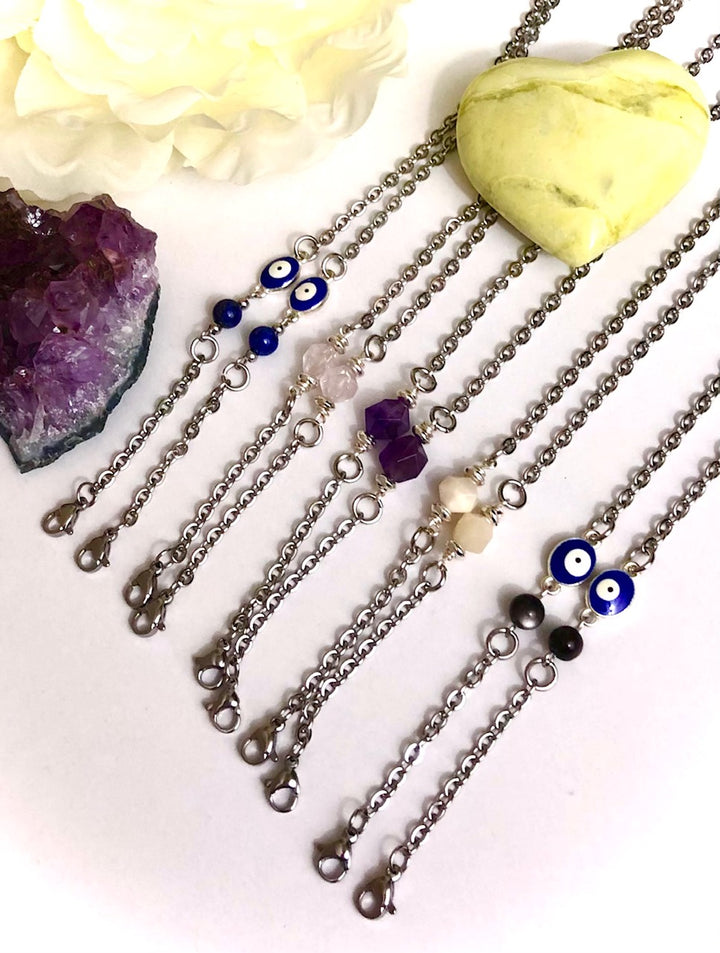 FACE MASK LANYARD - Stainless Steel & Gemstone Mask Cord-Face Mask Necklace-Face Mask Holder-CHOICE OF STYLE