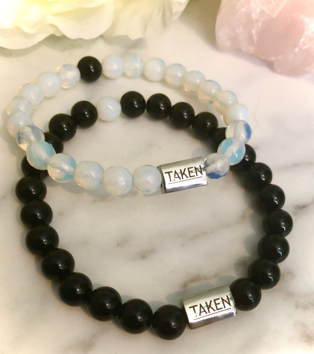 'TAKEN'- Couples Bracelet Set- Lover's Set- Valentines Day- Matching Gemstone Bracelets- Choice of Gemstones