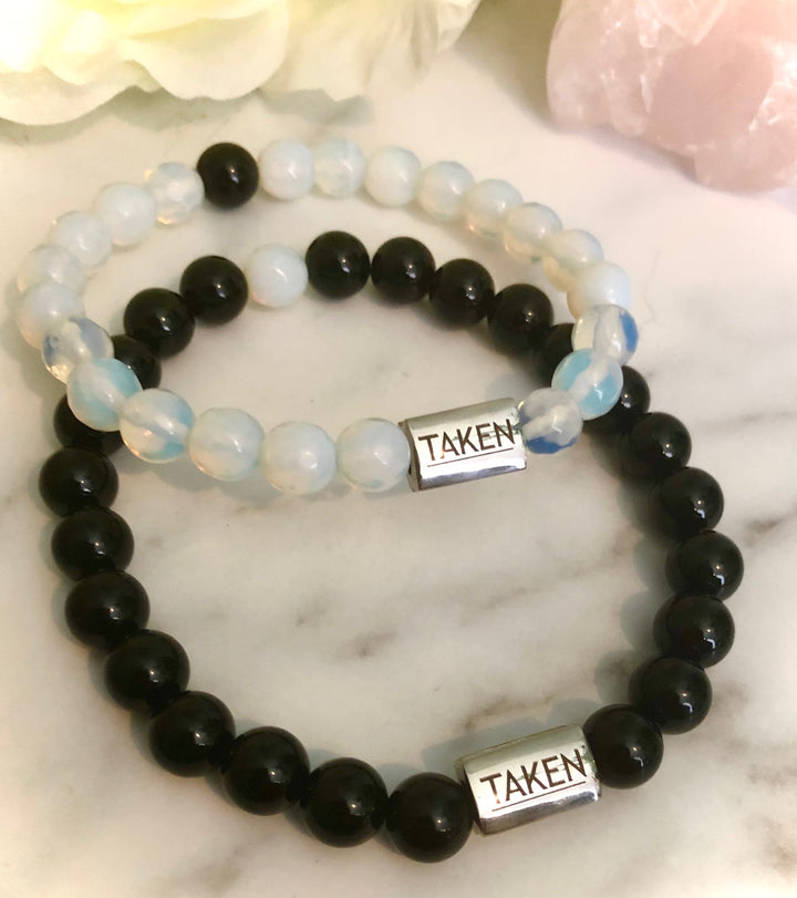 'TAKEN'- Couples Bracelet Set- Lover's Set- Valentines Day- Matching Gemstone Bracelets- Choice of Gemstones