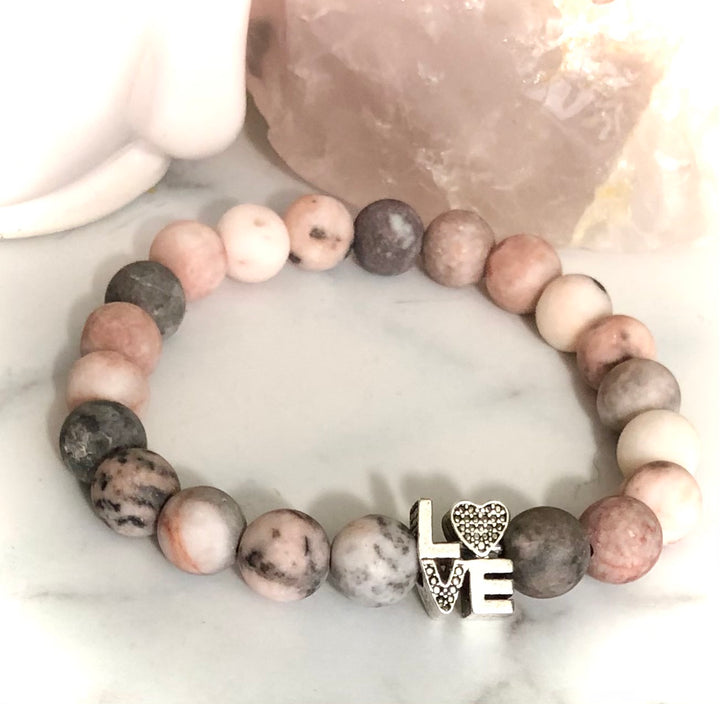 'LOVE' - Pavé word & Gemstone Bracelet- Valentines Day- Choice of Color and Gemstone
