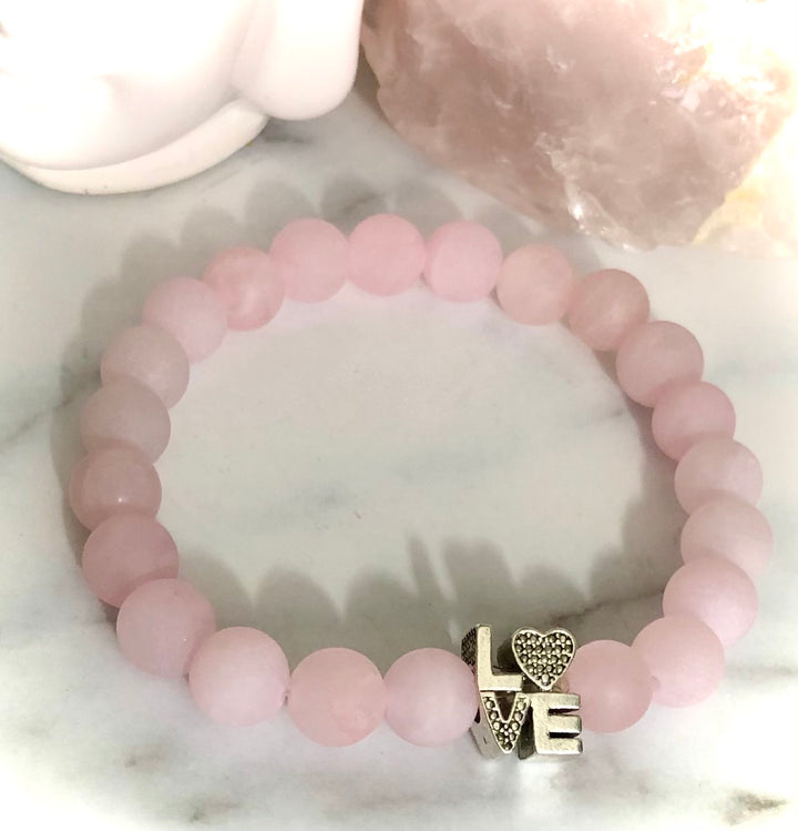 'LOVE' - Pavé word & Gemstone Bracelet- Valentines Day- Choice of Color and Gemstone