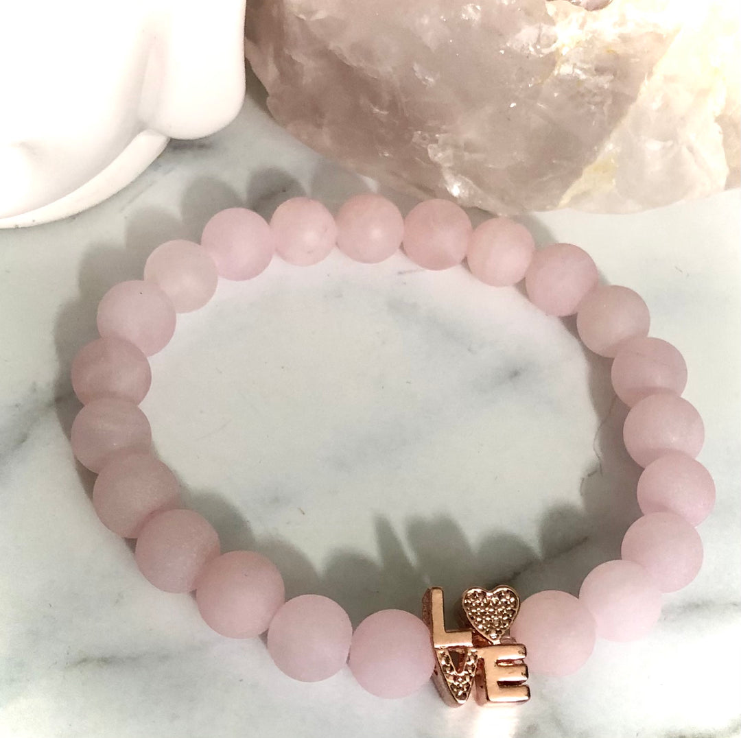 'LOVE' - Pavé word & Gemstone Bracelet- Valentines Day- Choice of Color and Gemstone