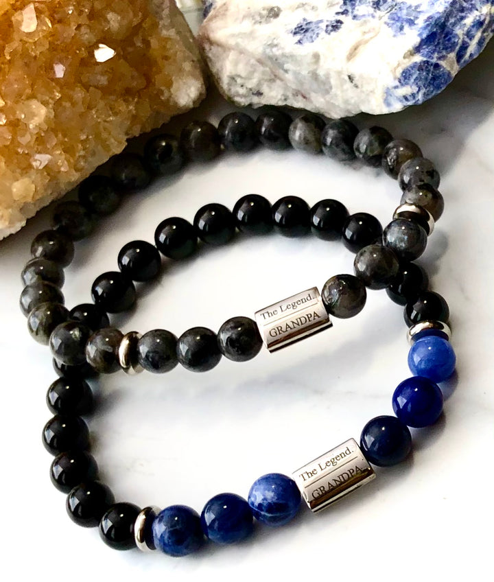 'The Legend - GRANDPA' - Gemstone & Stainless Steel Bracelet- Choice of Gemstone