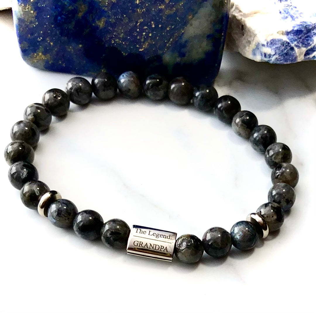 'The Legend - GRANDPA' - Gemstone & Stainless Steel Bracelet- Choice of Gemstone