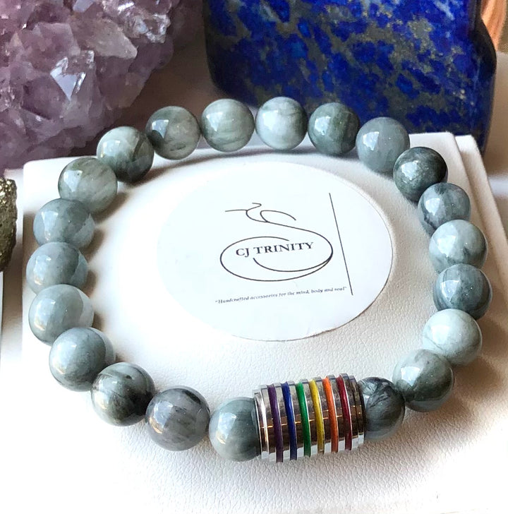 LGBTQ+ PRIDE Gemstone & Stainless Steel Bracelets - Gay Pride - Choice of Gemstone